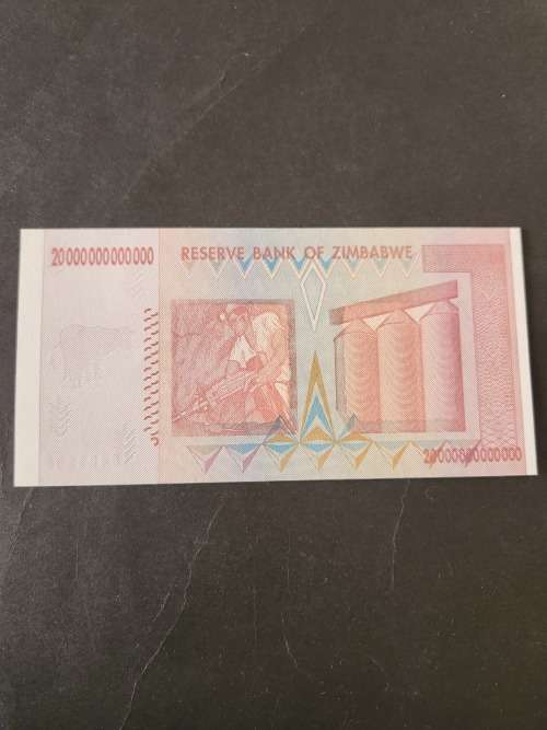 Reserve Bank of Zimbabwe Twenty Trillion Dollars BU - as per photograph