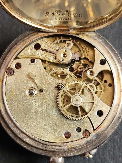 Vintage Swiss made Silver Men`s Wrist Watch 15 Jewels stamp .925 (working) - as per photograph