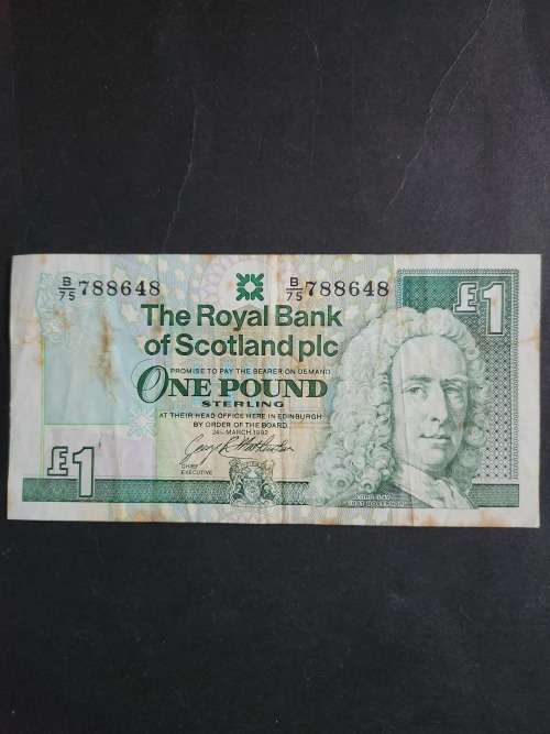 Royal Bank of Scotland One Pound Note 24 March 1992 - as per photograph
