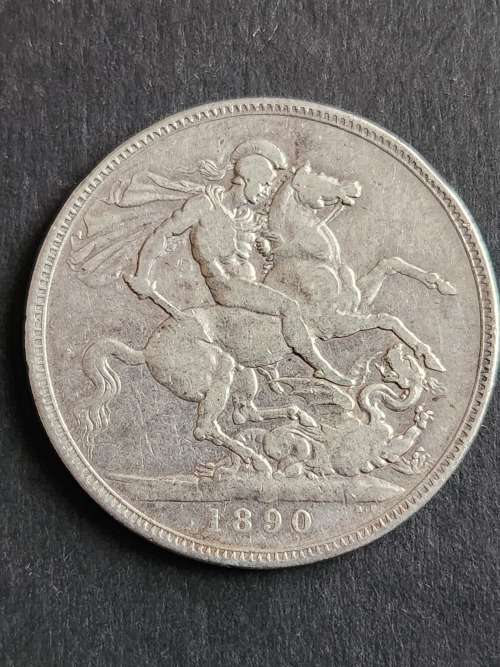 UK Crown (Five Shillings) 1890 Queen Victoria- as per photograph