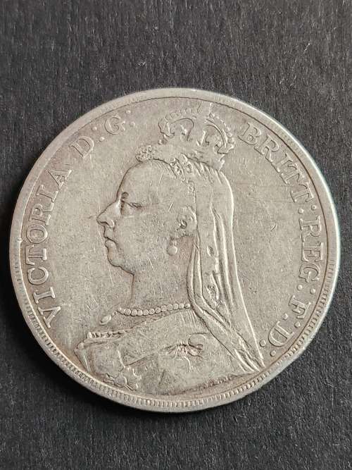 UK Crown (Five Shillings) 1890 Queen Victoria- as per photograph