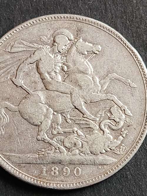 UK Crown (Five Shillings) 1890 Queen Victoria- as per photograph