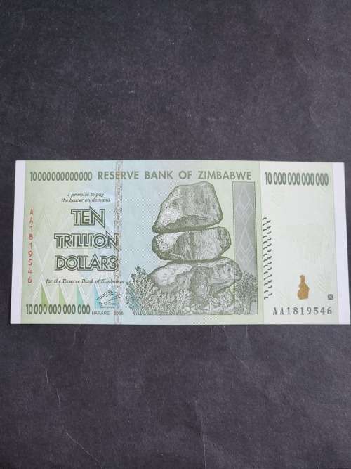 Reserve Bank of Zimbabwe 10 Trillion Dollars Harare 2008 BU - as per photograph