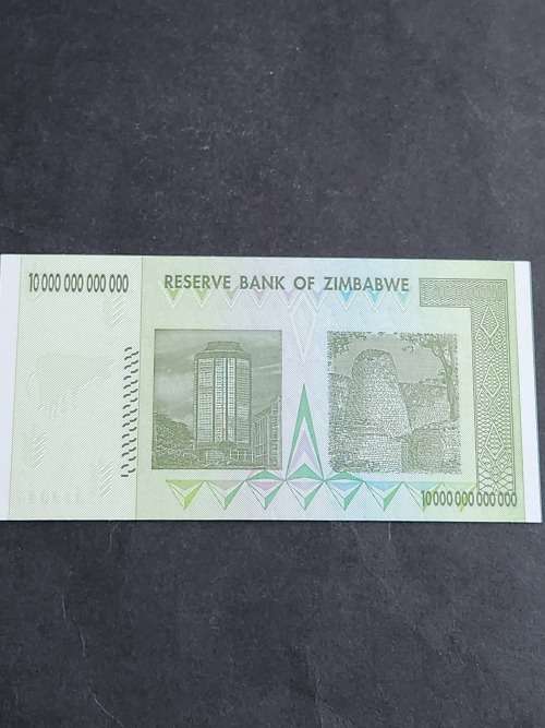 Reserve Bank of Zimbabwe 10 Trillion Dollars Harare 2008 BU - as per photograph