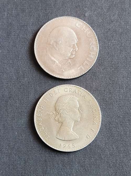 Two Winston Churchill Crowns 1965 - as per photograph