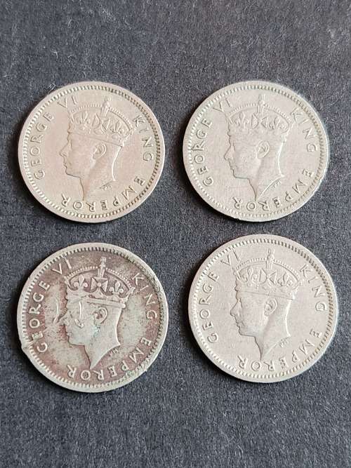 4 x Southern Rhodesia Threepence 1947 - as per photograph