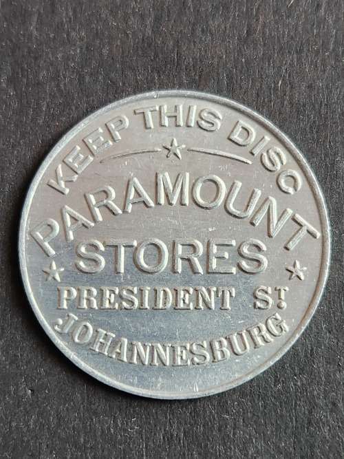 Paramount Stores President Street of Johannesburg 10% discount Aliminium Token (excellent condition)