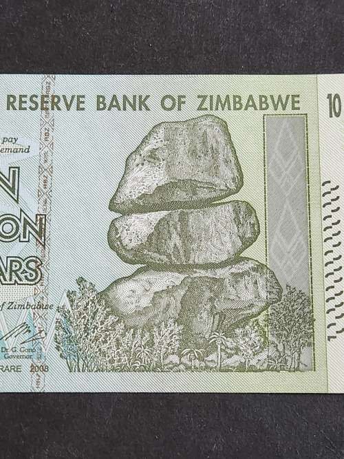 Reserve Bank of Zimbabwe 10 Trillion Dollars Harare 2008 AA series BU - as per photograph