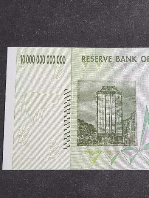 Reserve Bank of Zimbabwe 10 Trillion Dollars Harare 2008 AA series BU - as per photograph