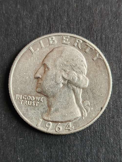USA 1/4 Dollar 1964D Silver - as per photograph