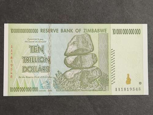 Reserve Bank of Zimbabwe Ten Trillion Dollars Harare 2008 BU - as per photograph