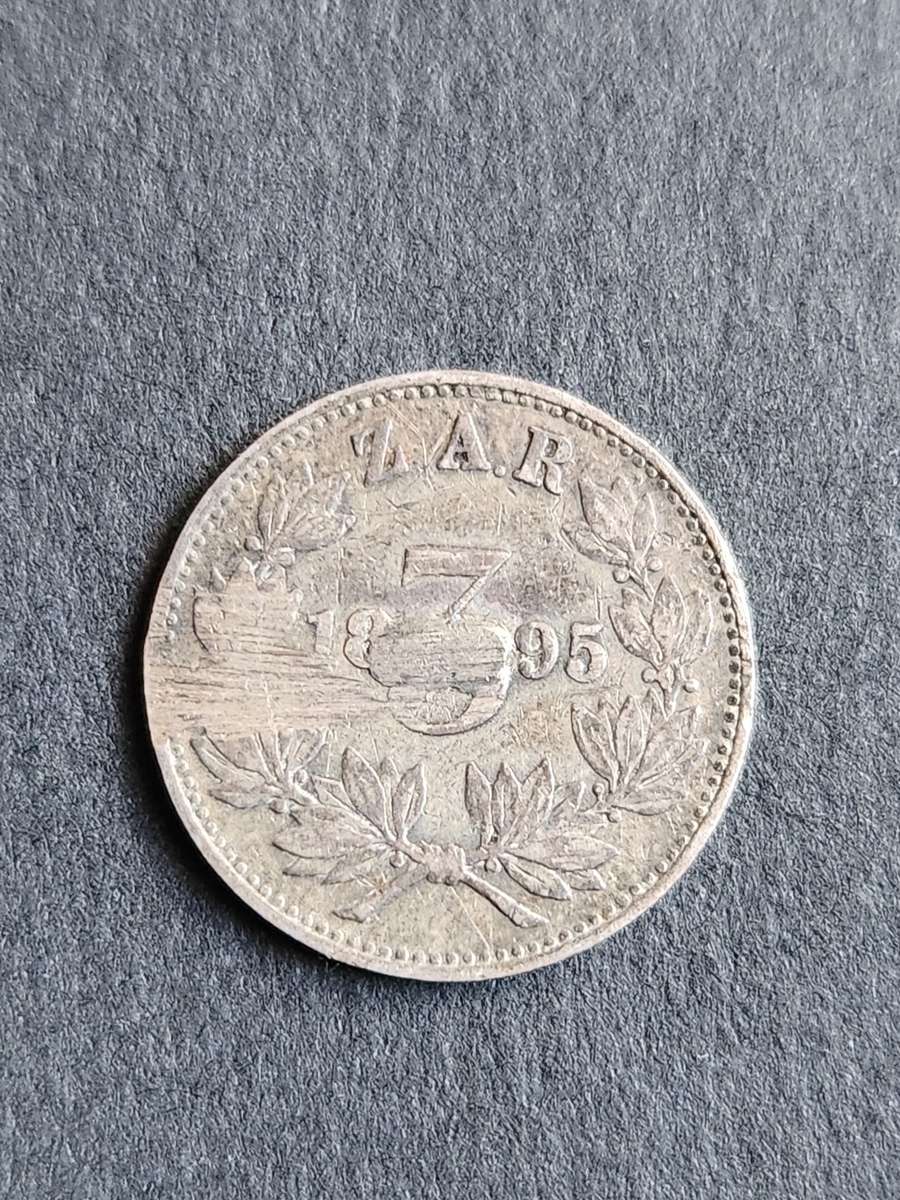 ZAR Threepence 1895 (Filler coin) - as per photograph