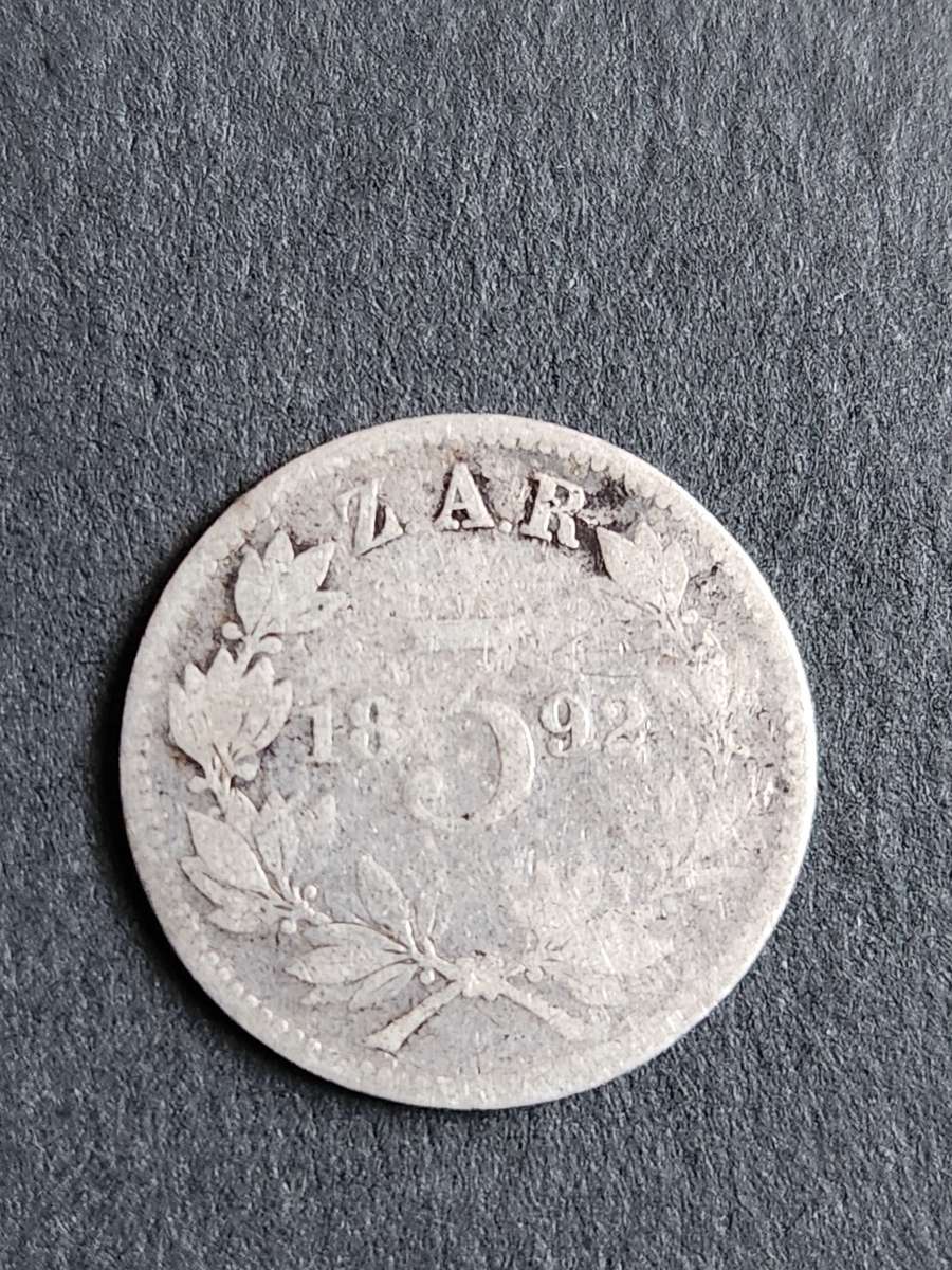 ZAR Threepence 1892 (Filler coin) - as per photograph
