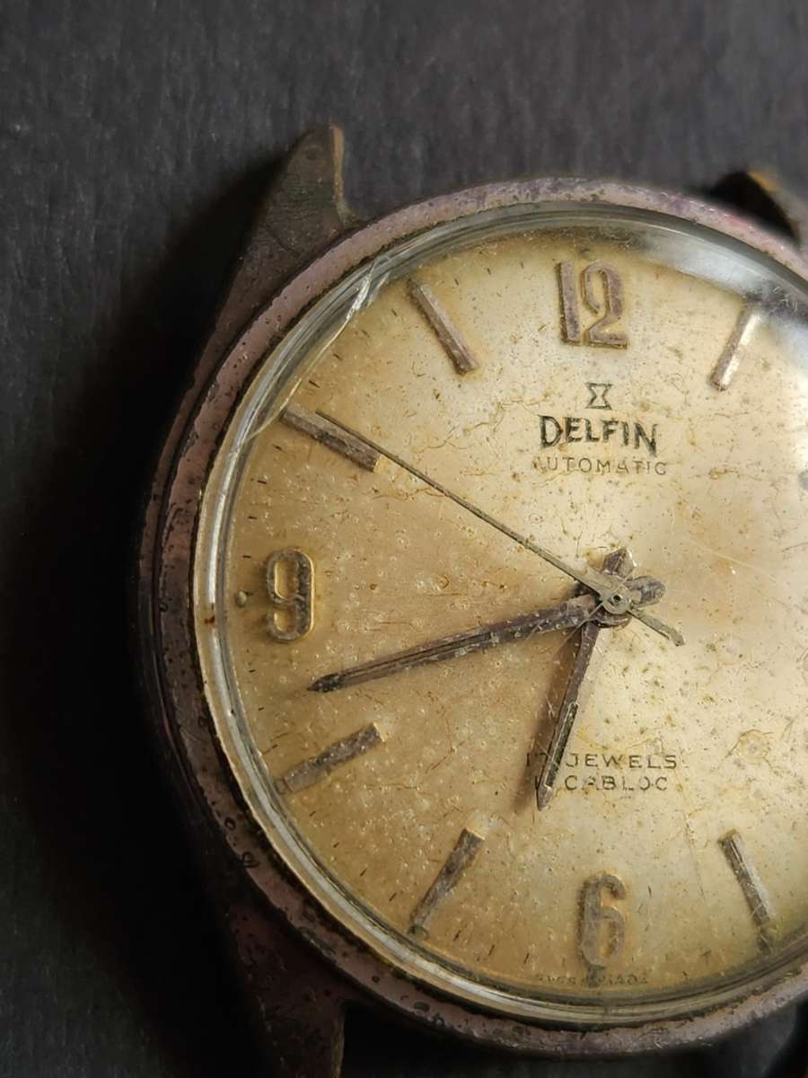 Vintage Men`s Delfin Automatic 17 Jewels Incablock Mechanical Watch (not working) - as per photogra