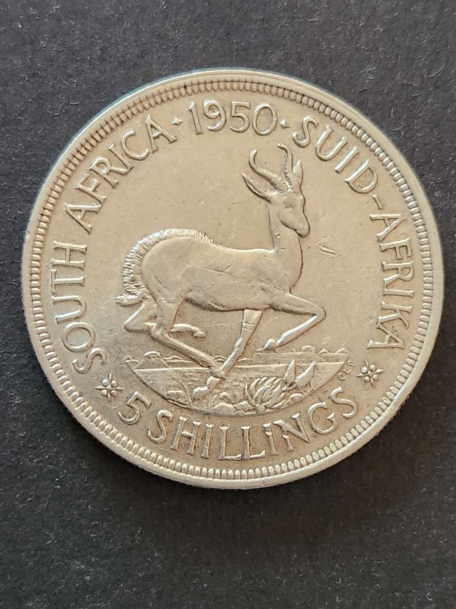 Union 5 Shillings 1950 VF - as per photograph