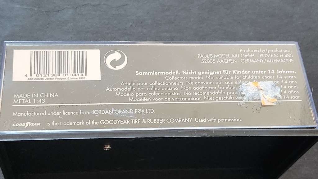Paul`s Model Art Mini Champs Jordon Peugeot EJR 195 E. Irvine 1:43 - as per photo