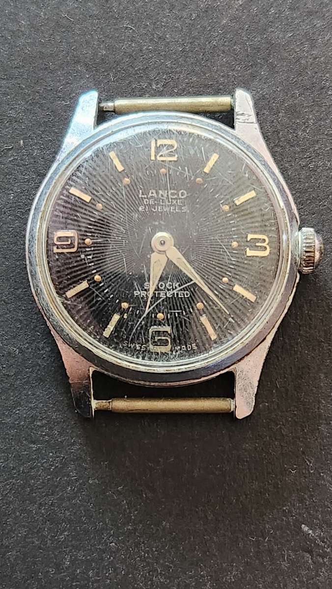 Vintage Lanco Deluxe 21 Jewels Shock Protected Wrist Watch (not working) - as per photograph