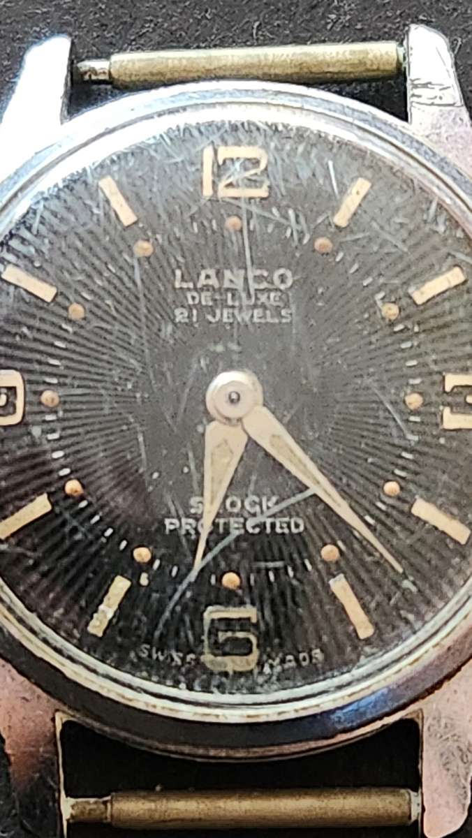 Vintage Lanco Deluxe 21 Jewels Shock Protected Wrist Watch (not working) - as per photograph