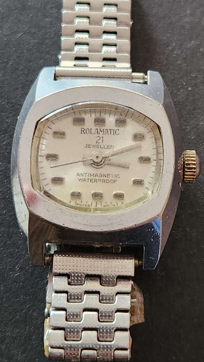 Vintage Rolamatic 21 Jewels Antimagnectic Waterproof Ladies Wrist Watch (not working)- as per photo