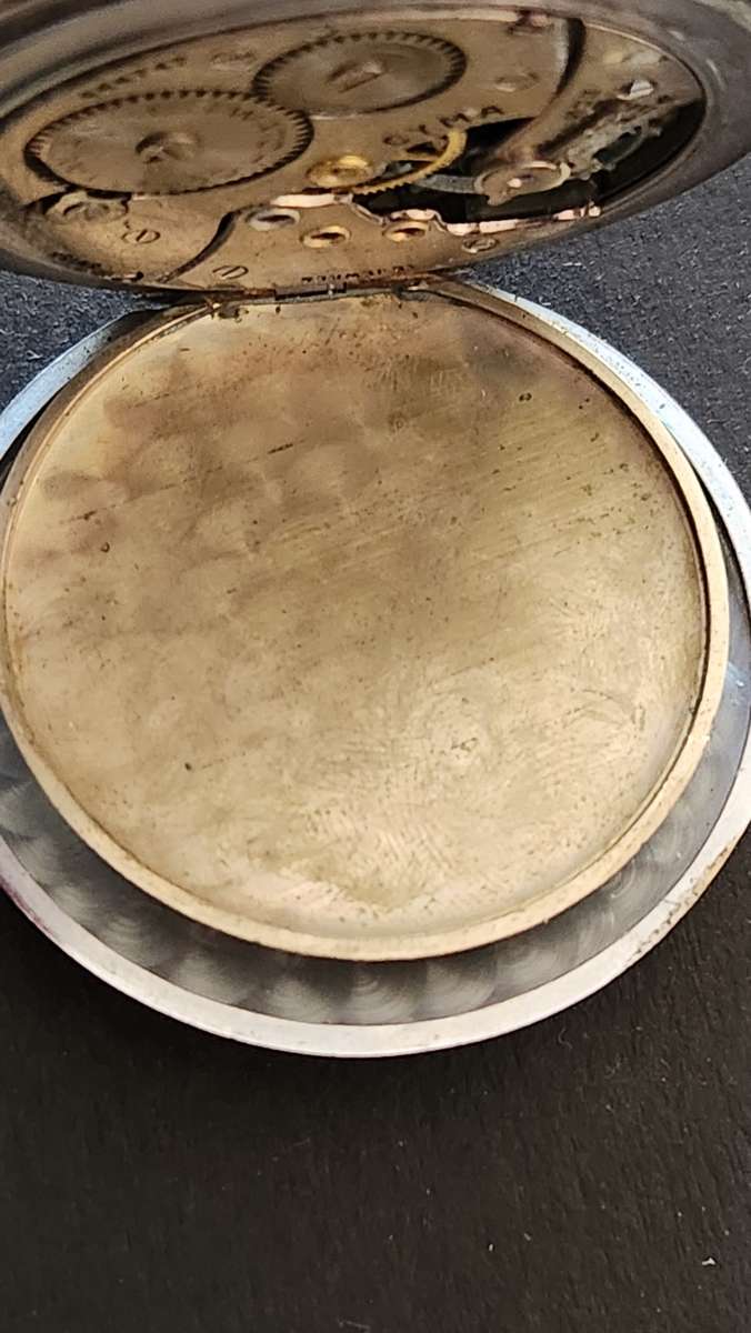 Vintage Cyma Pocket Watch not working (missing bezel/glass/hand) - as per photograph