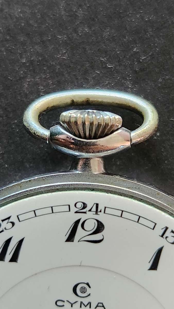 Vintage Cyma Pocket Watch not working (missing bezel/glass/hand) - as per photograph