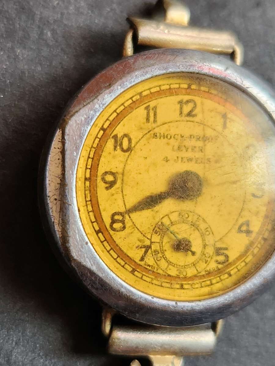 Vintage Shock Proof Lever 4 Jewels Ladies Watch (not working) Swiss made - as per photograph