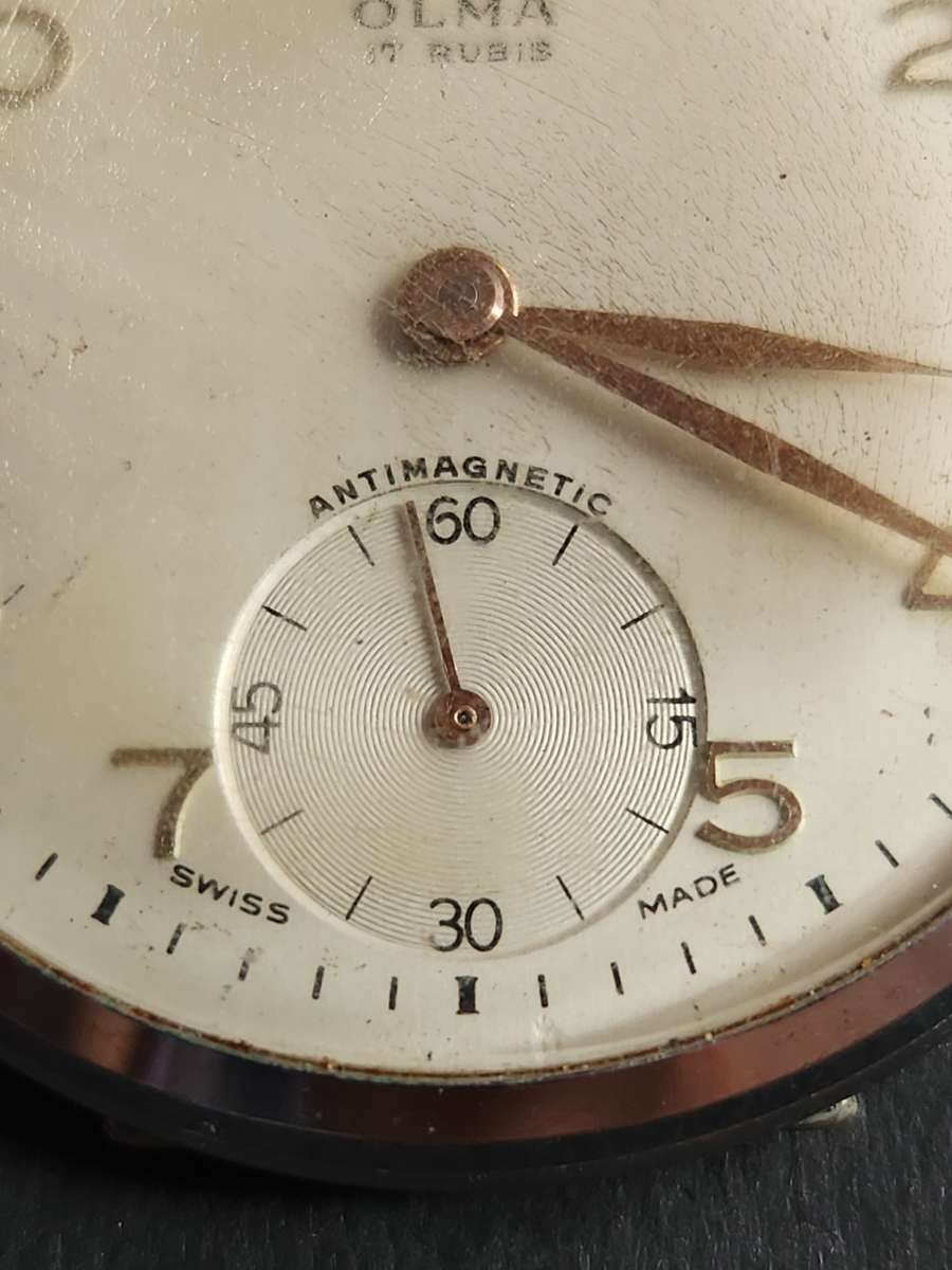 Vintage Olma 17 Rubies Swiss made Antimagnetic Pocket Watch with Chain -nice condition (not working)