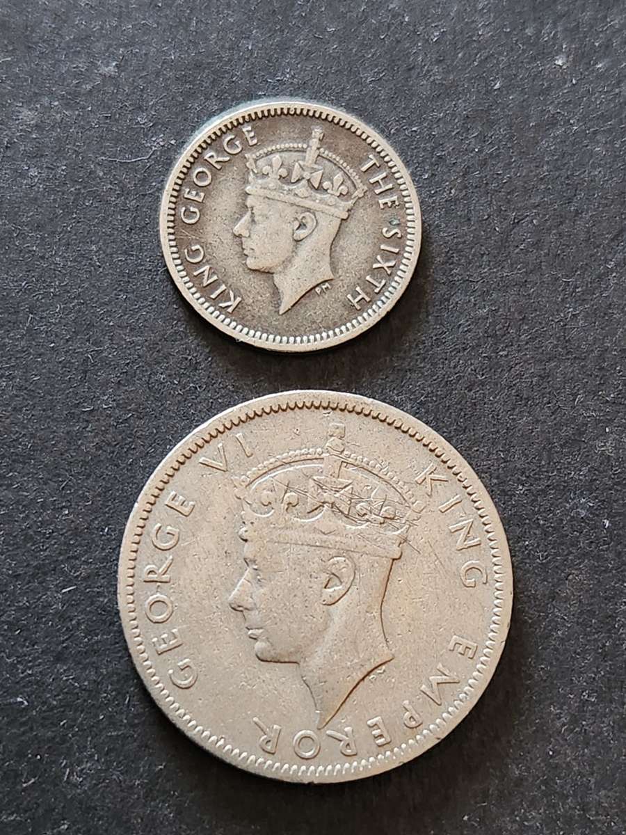 Southern Rhodesia Threepence 1949 and One Shilling 1947- as per photograph