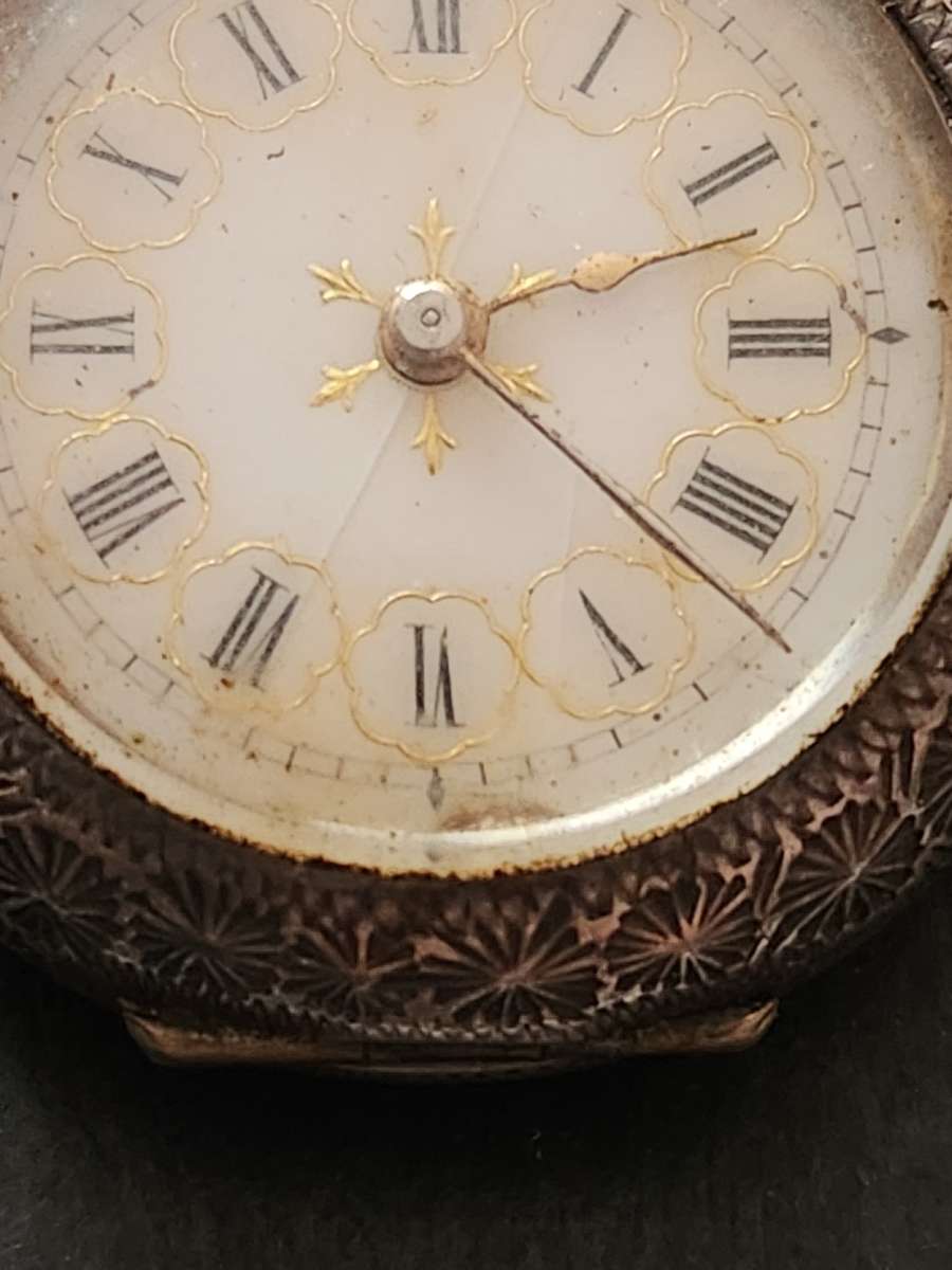 Silver Pocket Watch Stamp .935 - (missing winder , enamel dial) not working- as per photograph