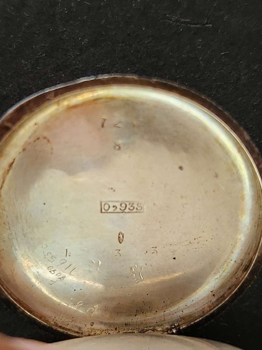 Silver Pocket Watch Stamp .935 - (missing winder , enamel dial) not working- as per photograph