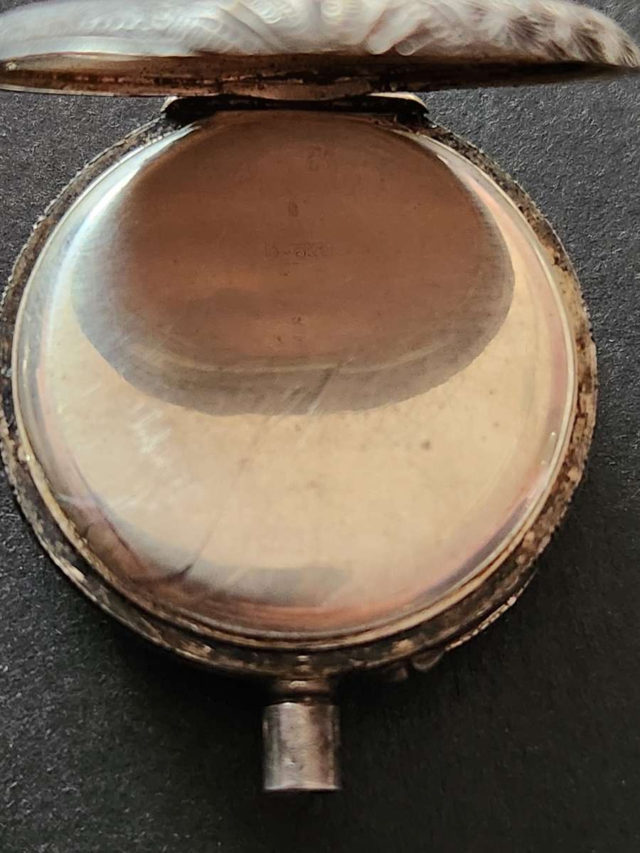 Silver Pocket Watch Stamp .935 - (missing winder , enamel dial) not working- as per photograph