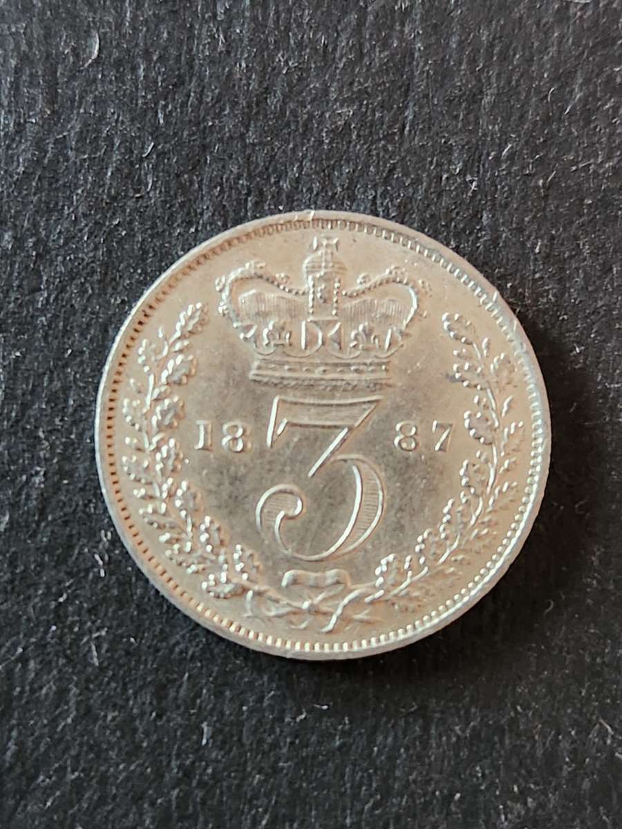 UK Threepence 1887 Queen Victoria Younghead (nice condition) - as per photograph