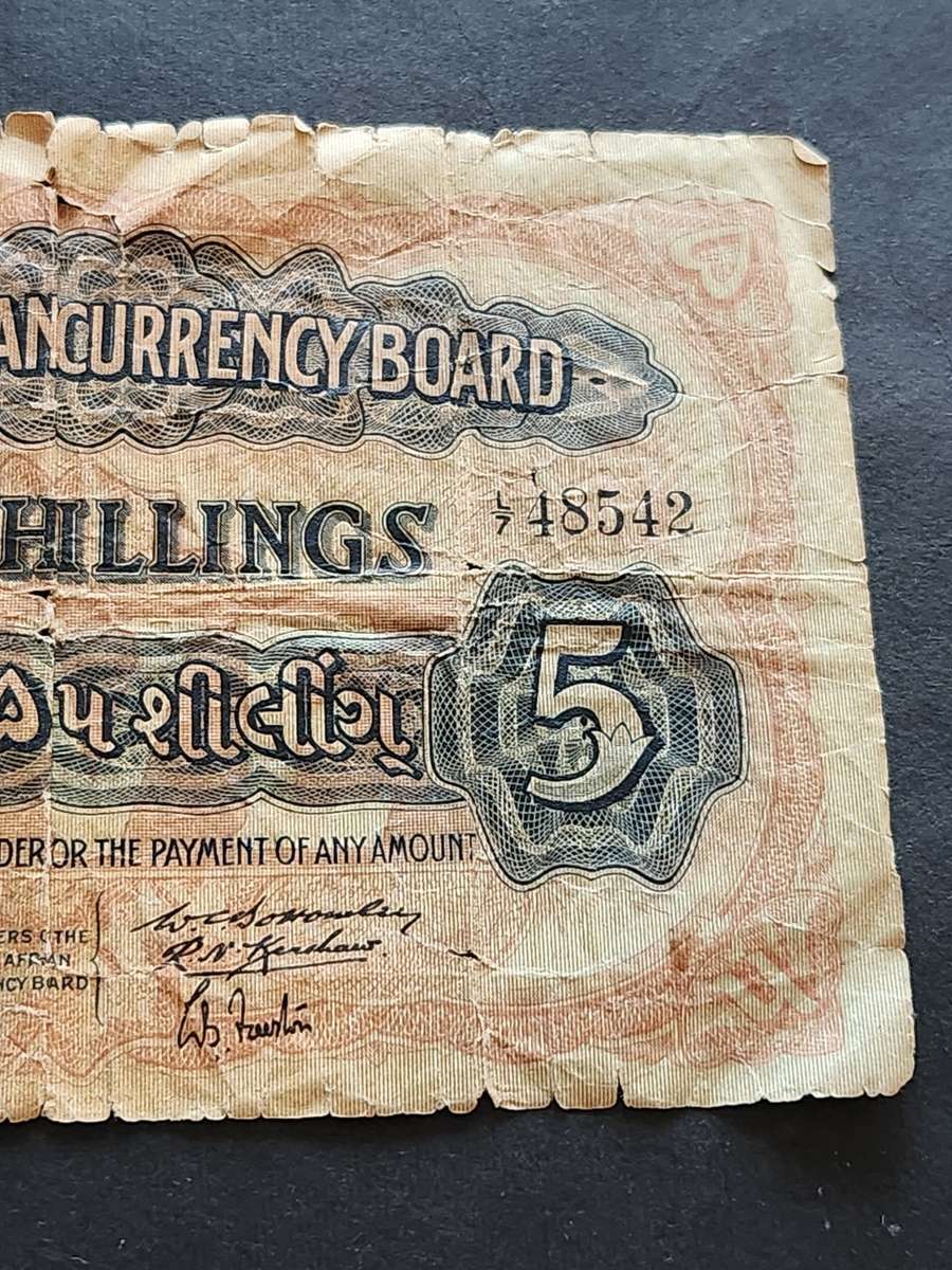The East African Currency Board 5 Shillings Nairobi 2 January 1939 - as per photograph