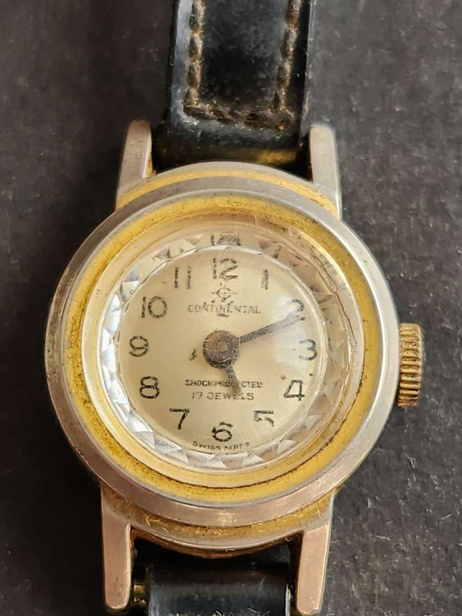Vintage Continental Shock Protected 17 Jewels Mechanical Ladies Wrist Watch Swissmade (not working)
