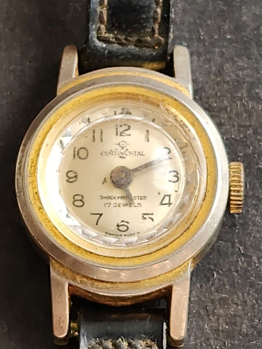 Vintage Continental Shock Protected 17 Jewels Mechanical Ladies Wrist Watch Swissmade (not working)