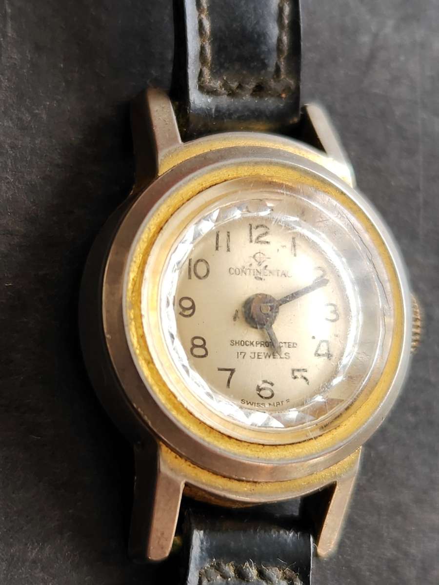 Vintage Continental Shock Protected 17 Jewels Mechanical Ladies Wrist Watch Swissmade (not working)