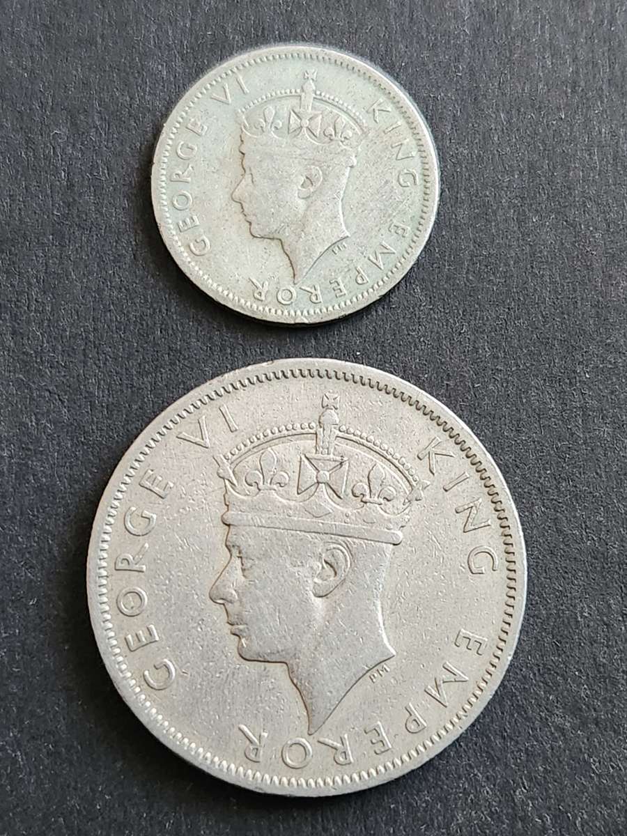 Southern Rhodesia Sixpence and 2 Shillings 1947 - as per photograph