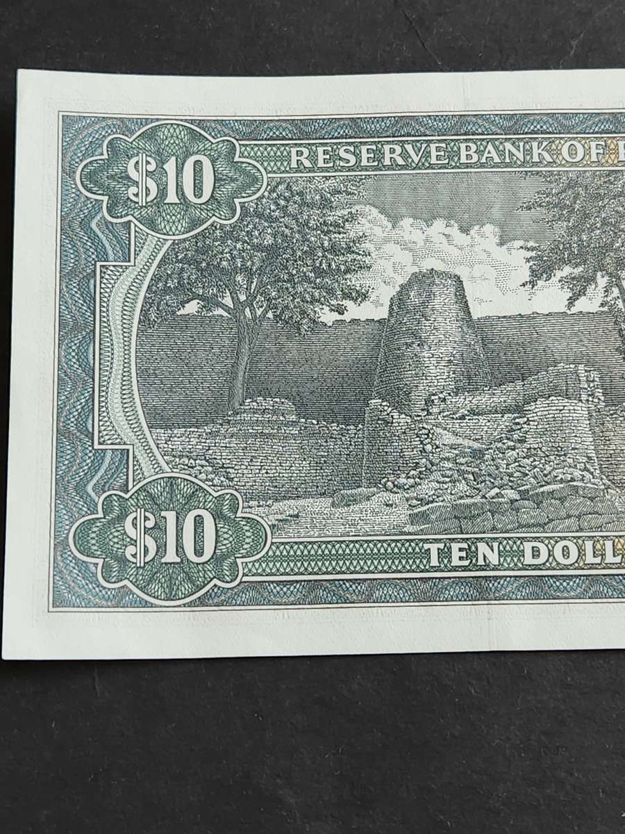 Reserve Bank of Rhodesia Ten Dollars Salisbury 15 September 1975 EF+/UNC Rhodes Watermark