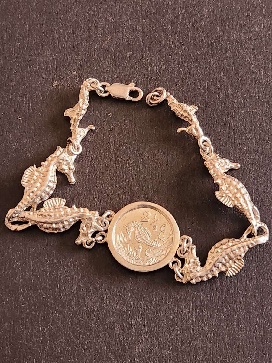 Sterling Silver Sea Horse Tickey Bracelet 15.6g 1997 - as per photograph