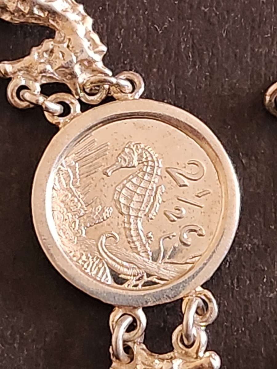 Sterling Silver Sea Horse Tickey Bracelet 15.6g 1997 - as per photograph