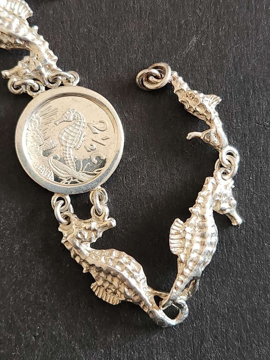 Sterling Silver Sea Horse Tickey Bracelet 15.6g 1997 - as per photograph
