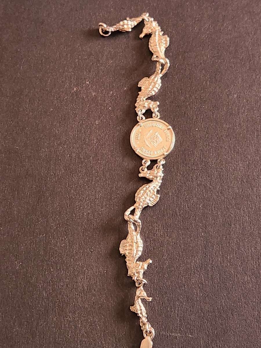 Sterling Silver Sea Horse Tickey Bracelet 15.6g 1997 - as per photograph