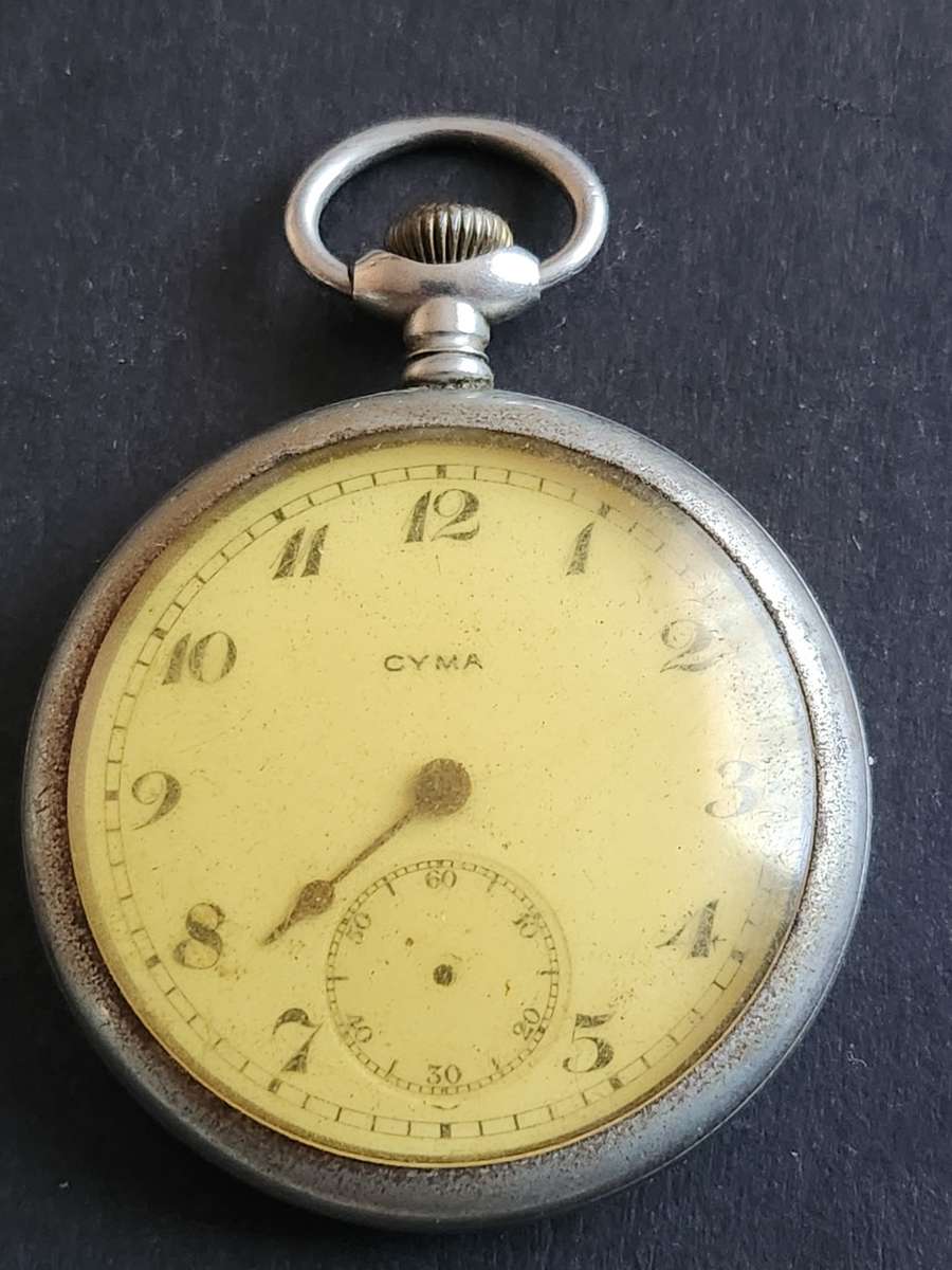 Vintage Cyma Pocket Watch (not working) screw back (parts loose)  - as per photograph