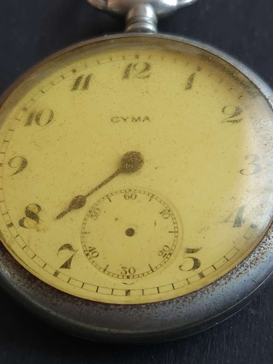 Vintage Cyma Pocket Watch (not working) screw back (parts loose)  - as per photograph