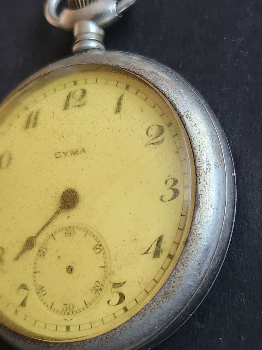 Vintage Cyma Pocket Watch (not working) screw back (parts loose)  - as per photograph