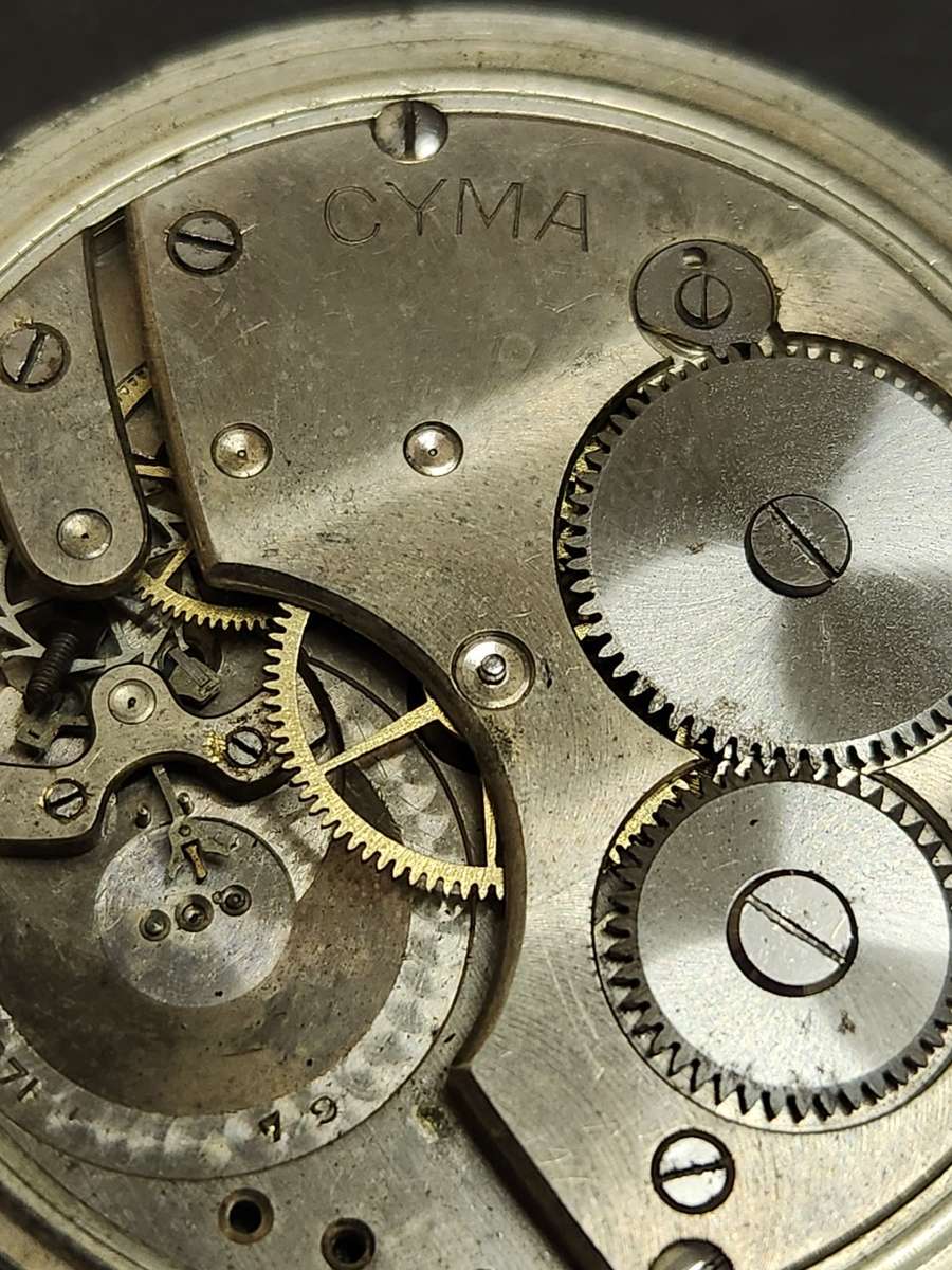 Vintage Cyma Pocket Watch (not working) screw back (parts loose)  - as per photograph