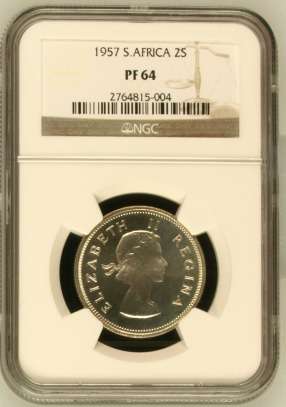 1957 2 SHILLING GRADED PF64 - 1 OF ONLY 5 GRADED PF64 BY NGC