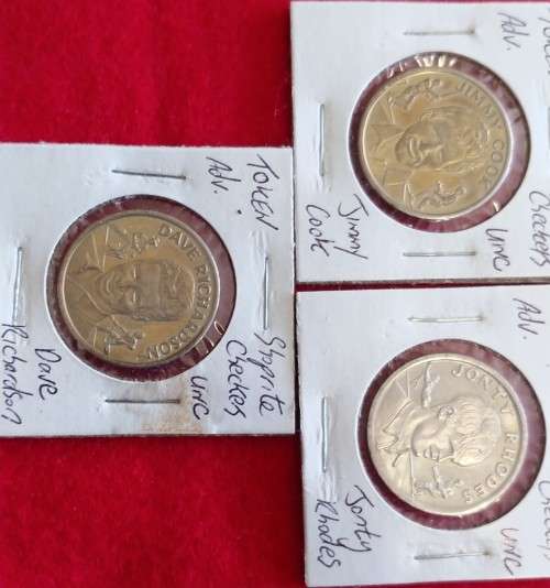 1992 CHECKERS CRICKET TOKENS X 3