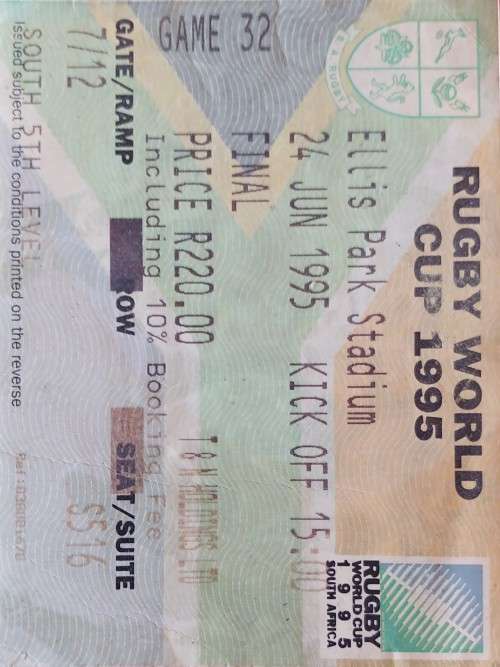 1995 RUGBY WORLD CUP FINAL - TICKET 24 JUNE 1995 KIXK OFF 15:00