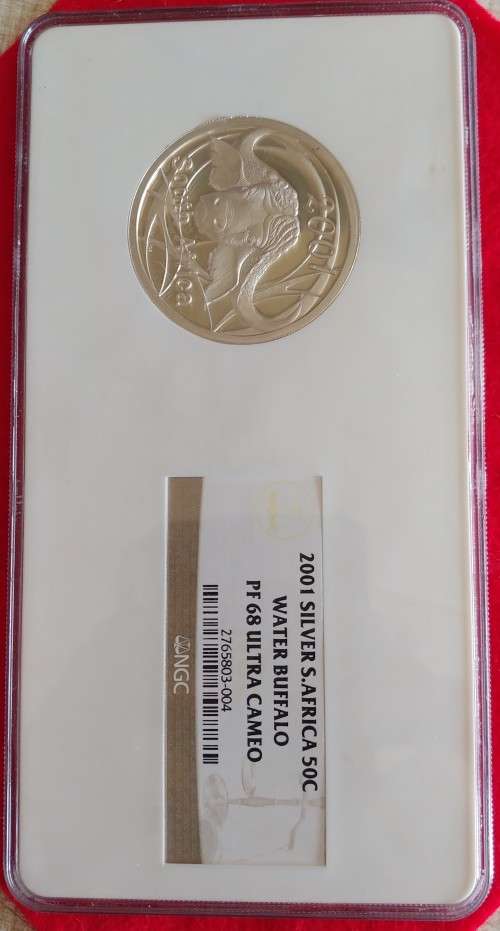 2001 2oz 50c Silver Water Buffalo graded by NGC PF68